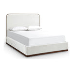 Rava Velvet Upholstered King Bed in Cream / Beige