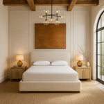 Rava Velvet Upholstered King Bed in Cream / Beige