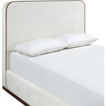 Rava Velvet Upholstered King Bed in Cream / Beige