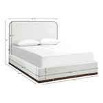 Rava Velvet Upholstered King Bed in Cream / Beige