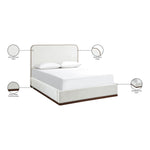 Rava Velvet Upholstered King Bed in Cream / Beige