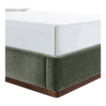 Rava Velvet Upholstered King Bed in Green / Brown