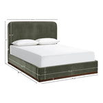 Rava Velvet Upholstered King Bed in Green / Brown