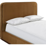 Rava Velvet Upholstered King Bed in Saddle / Brown