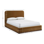 Rava Velvet Upholstered King Bed in Saddle / Brown
