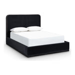 Rava Velvet Upholstered Queen Bed in Black / Taupe