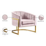 Carter Velvet Upholstered Accent Chair in Pink