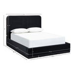 Rava Velvet Upholstered Queen Bed in Black / Taupe