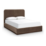 Rava Velvet Upholstered Queen Bed in Brown / Beige