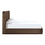 Rava Velvet Upholstered Queen Bed in Brown / Beige