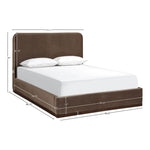 Rava Velvet Upholstered Queen Bed in Brown / Beige
