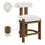 Arienzo Velvet Performance Fabric Upholstered Counter Stool in Cream