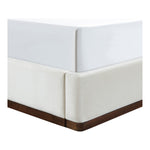 Rava Velvet Upholstered Queen Bed in Cream / Beige