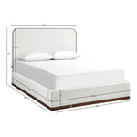Rava Velvet Upholstered Queen Bed in Cream / Beige