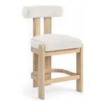 Arienzo Velvet Performance Fabric Upholstered Counter Stool in Cream