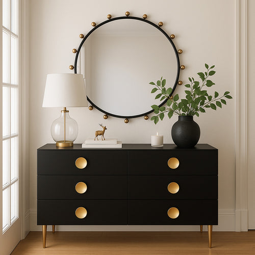 Raven Metal Frame Mirror in Black