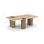 Ravenna Genuine Travertine and Oak Wood Coffee Table in Natural