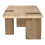 Ravenna Genuine Travertine and Oak Wood Coffee Table in Natural