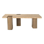 Ravenna Genuine Travertine and Oak Wood Coffee Table in Natural