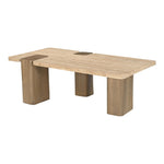 Ravenna Genuine Travertine and Oak Wood Coffee Table in Natural