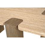 Ravenna Genuine Travertine and Oak Wood Coffee Table in Natural