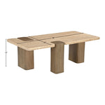Ravenna Genuine Travertine and Oak Wood Coffee Table in Natural