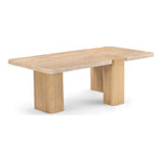 Ravenna Genuine Travertine and Oak Wood Coffee Table in Natural