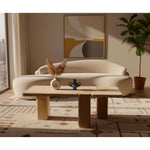 Ravenna Genuine Travertine and Oak Wood Coffee Table in Natural