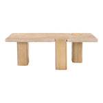 Ravenna Genuine Travertine and Oak Wood Coffee Table in Natural