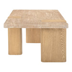 Ravenna Genuine Travertine and Oak Wood Coffee Table in Natural