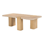 Ravenna Genuine Travertine and Oak Wood Coffee Table in Natural