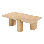 Ravenna Genuine Travertine and Oak Wood Coffee Table in Natural