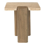 Ravenna Genuine Travertine and Oak Wood End / Side Table in Natural