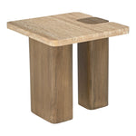 Ravenna Genuine Travertine and Oak Wood End / Side Table in Natural
