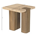 Ravenna Genuine Travertine and Oak Wood End / Side Table in Natural