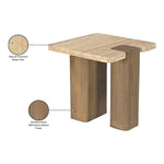 Ravenna Genuine Travertine and Oak Wood End / Side Table in Natural