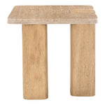 Ravenna Genuine Travertine and Oak Wood End / Side Table in Natural
