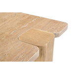 Ravenna Genuine Travertine and Oak Wood End / Side Table in Natural