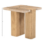 Ravenna Genuine Travertine and Oak Wood End / Side Table in Natural