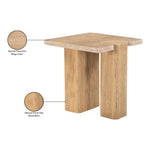 Ravenna Genuine Travertine and Oak Wood End / Side Table in Natural