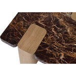 Ravenna Genuine Marble Top And Oak Wood Base Coffee Table in Burgundy
