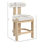 Arienzo Velvet Performance Fabric Upholstered Counter Stool in Cream