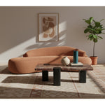 Ravenna Genuine Marble Top And Oak Wood Base Coffee Table in Burgundy