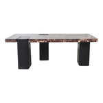 Ravenna Genuine Marble Top And Oak Wood Base Coffee Table in Burgundy