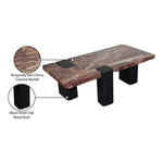 Ravenna Genuine Marble Top And Oak Wood Base Coffee Table in Burgundy