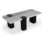 Ravenna Genuine Marble Top And Oak Wood Base Coffee Table in Panda