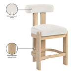 Arienzo Velvet Performance Fabric Upholstered Counter Stool in Cream