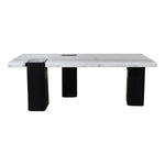 Ravenna Genuine Marble Top And Oak Wood Base Coffee Table in Panda