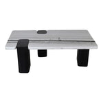 Ravenna Genuine Marble Top And Oak Wood Base Coffee Table in Panda