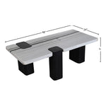 Ravenna Genuine Marble Top And Oak Wood Base Coffee Table in Panda
